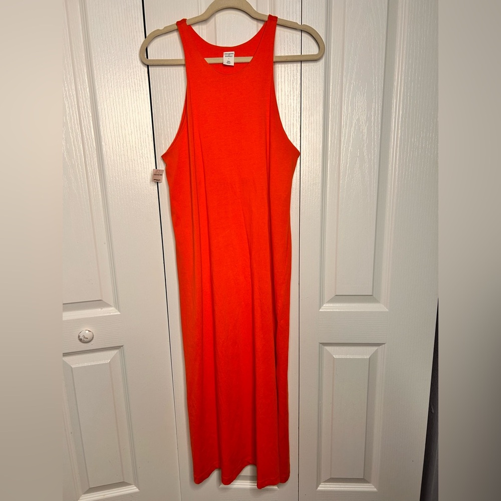 Melrose and Market Racer Back Maxi Tank Dress Orange Women's Size Small NWT